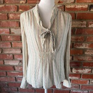 Brooks Brothers Multicolor Tie-Neck Blouse